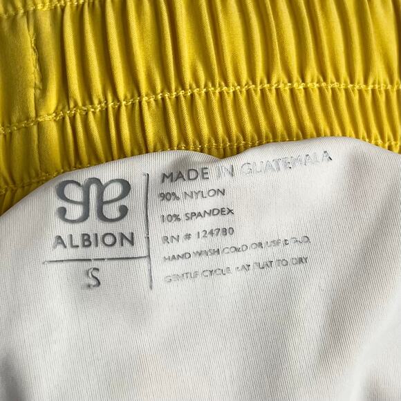 Albion Mustard Lunge Shorts High Waisted Stretch Running Workout Yellow Small - Picture 8 of 8